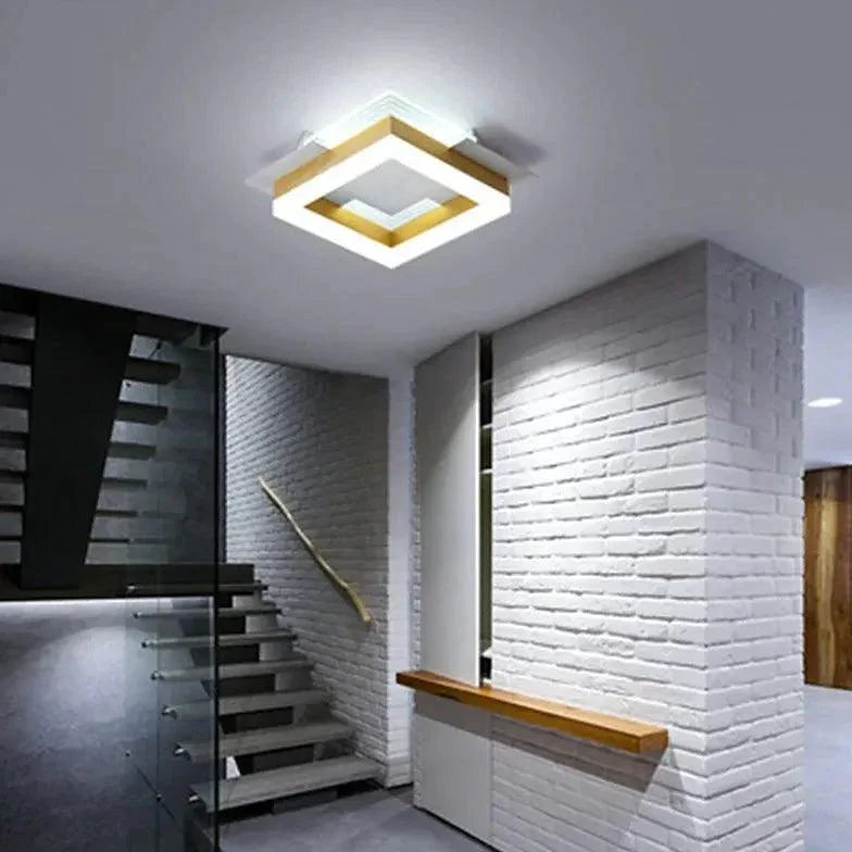 Square Gold Modern Corridor Ceiling Light for Indoor Use - Rebooters