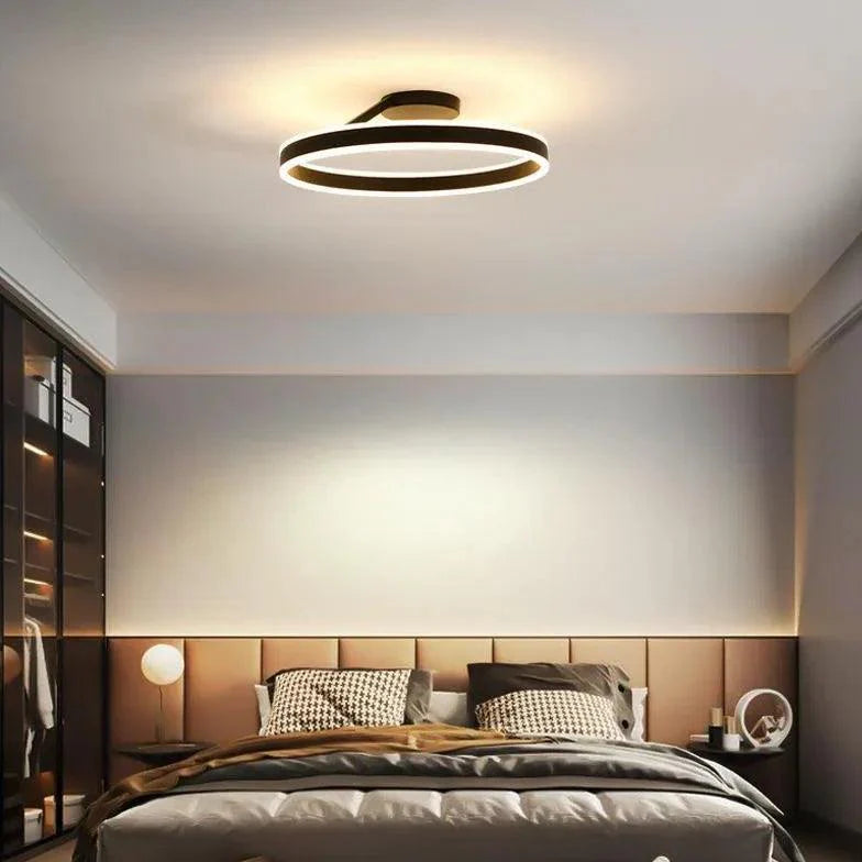 Black Round Minimalist LED Ceiling Light for Indoor Spaces - Rebooters