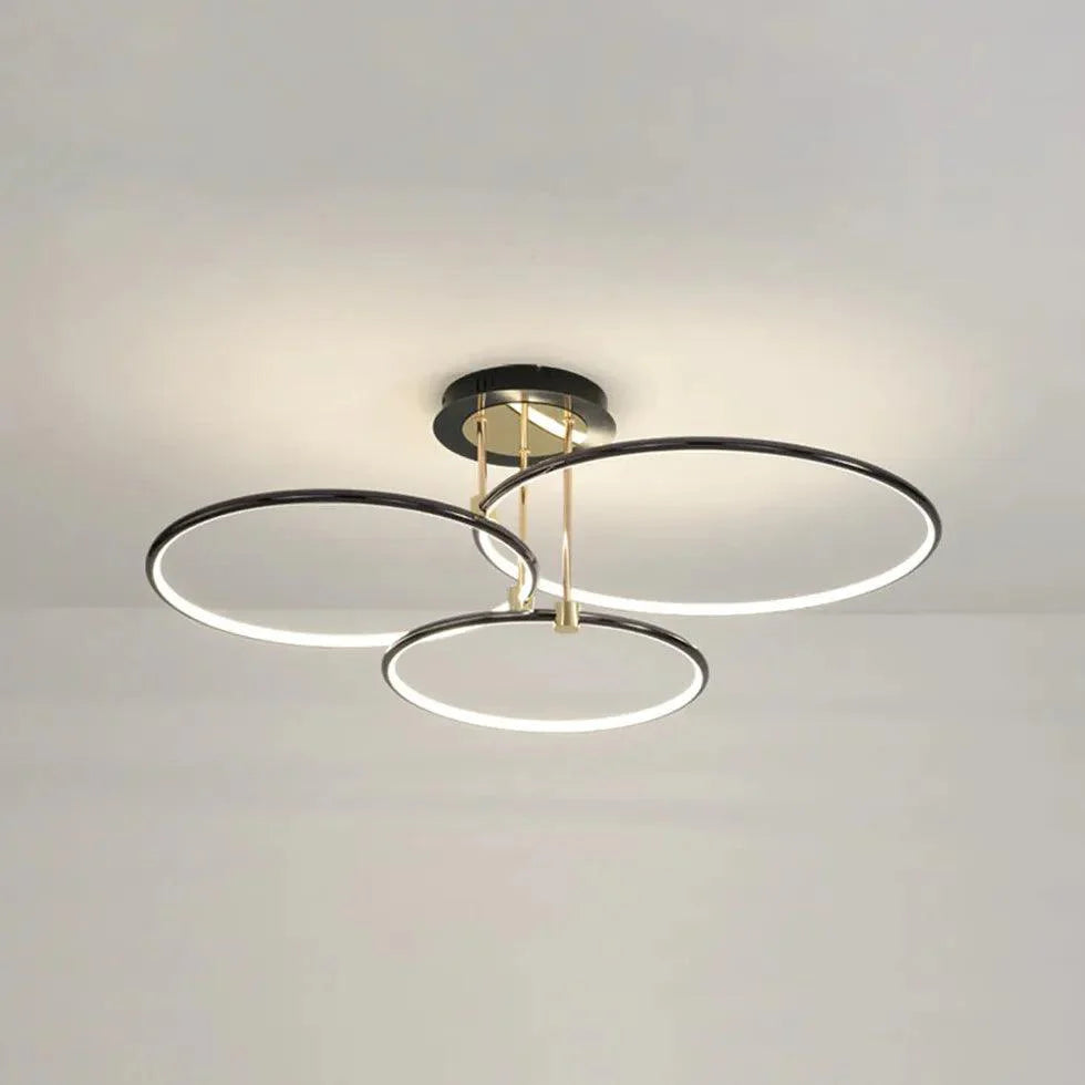 Multi-Light Ring Modern Black LED Ceiling Light Fixture - Rebooters