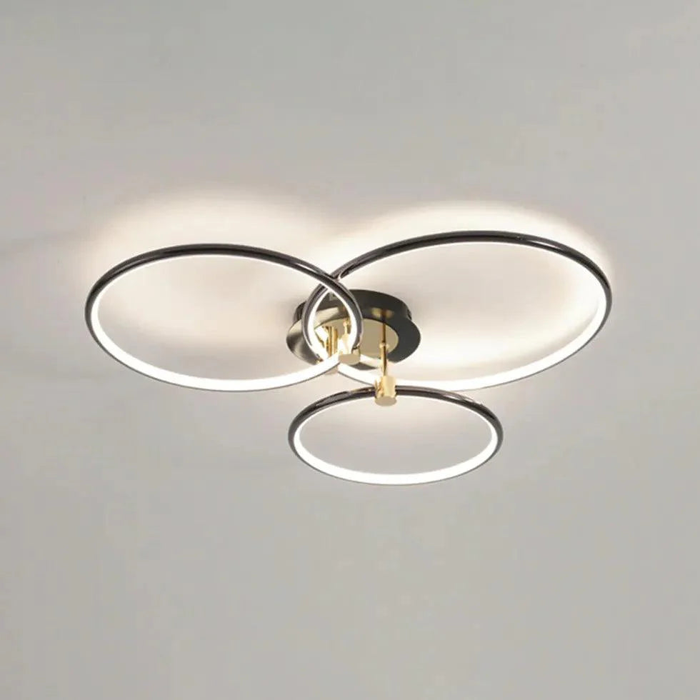 Multi-Light Ring Modern Black LED Ceiling Light Fixture - Rebooters