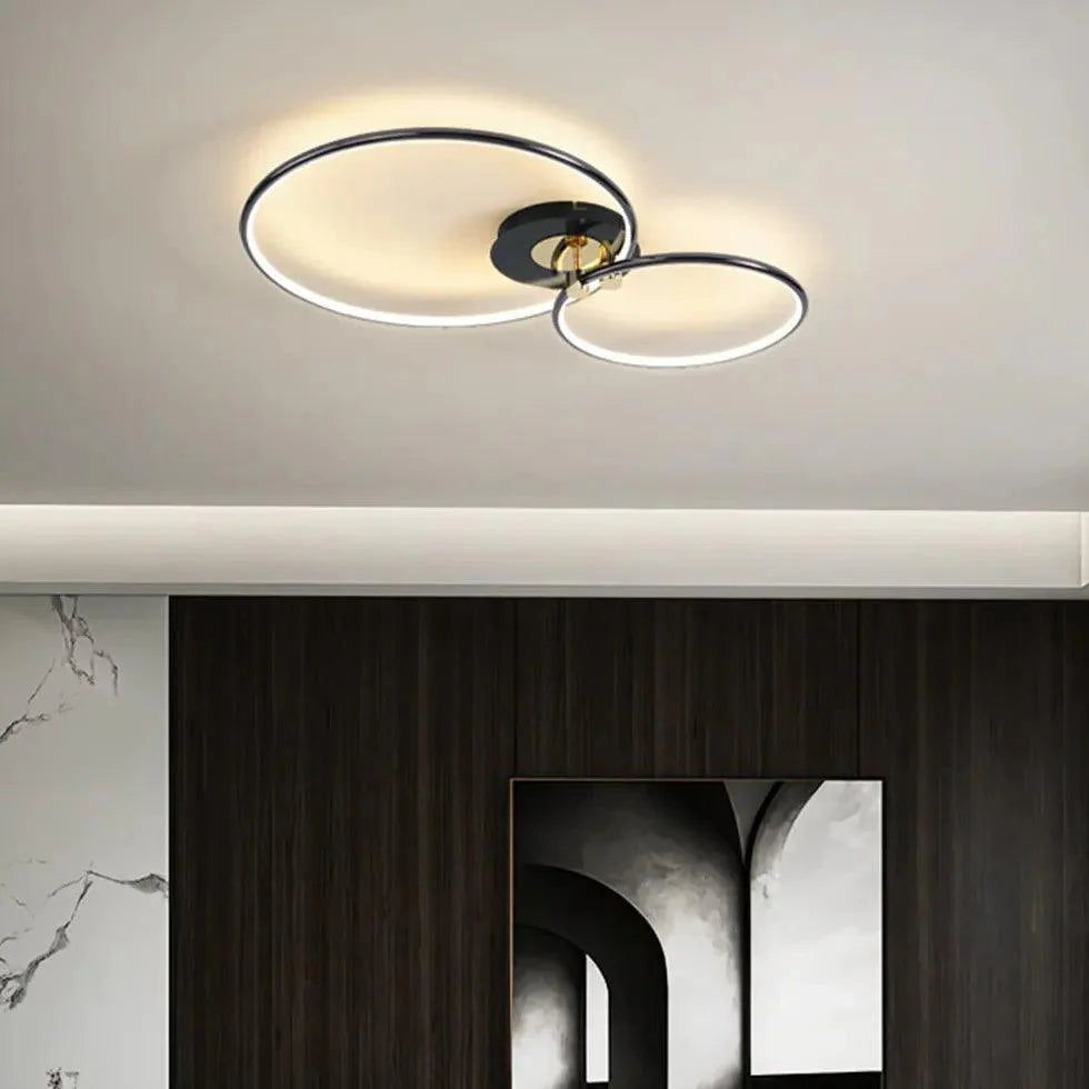 Multi-Light Ring Modern Black LED Ceiling Light Fixture - Rebooters