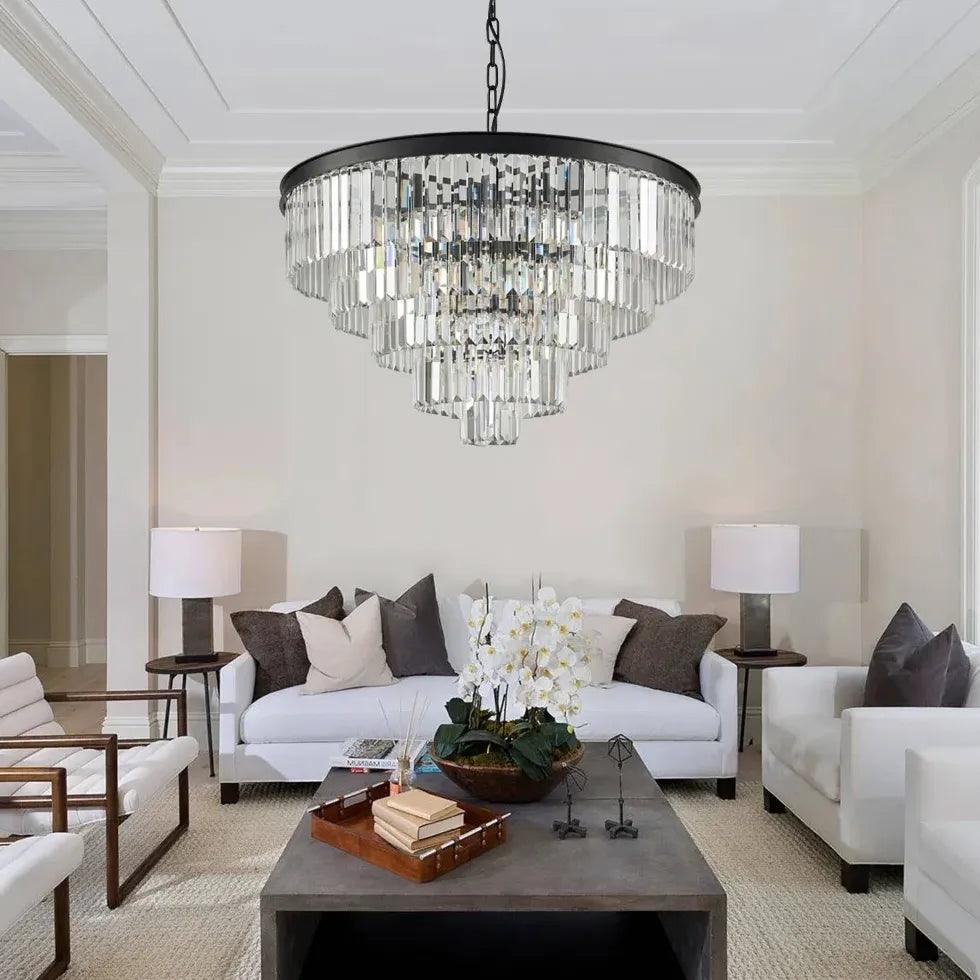 Multi-Layered Crystal Gold Branch Chandelier for Living Room | Rebooters - Rebooters