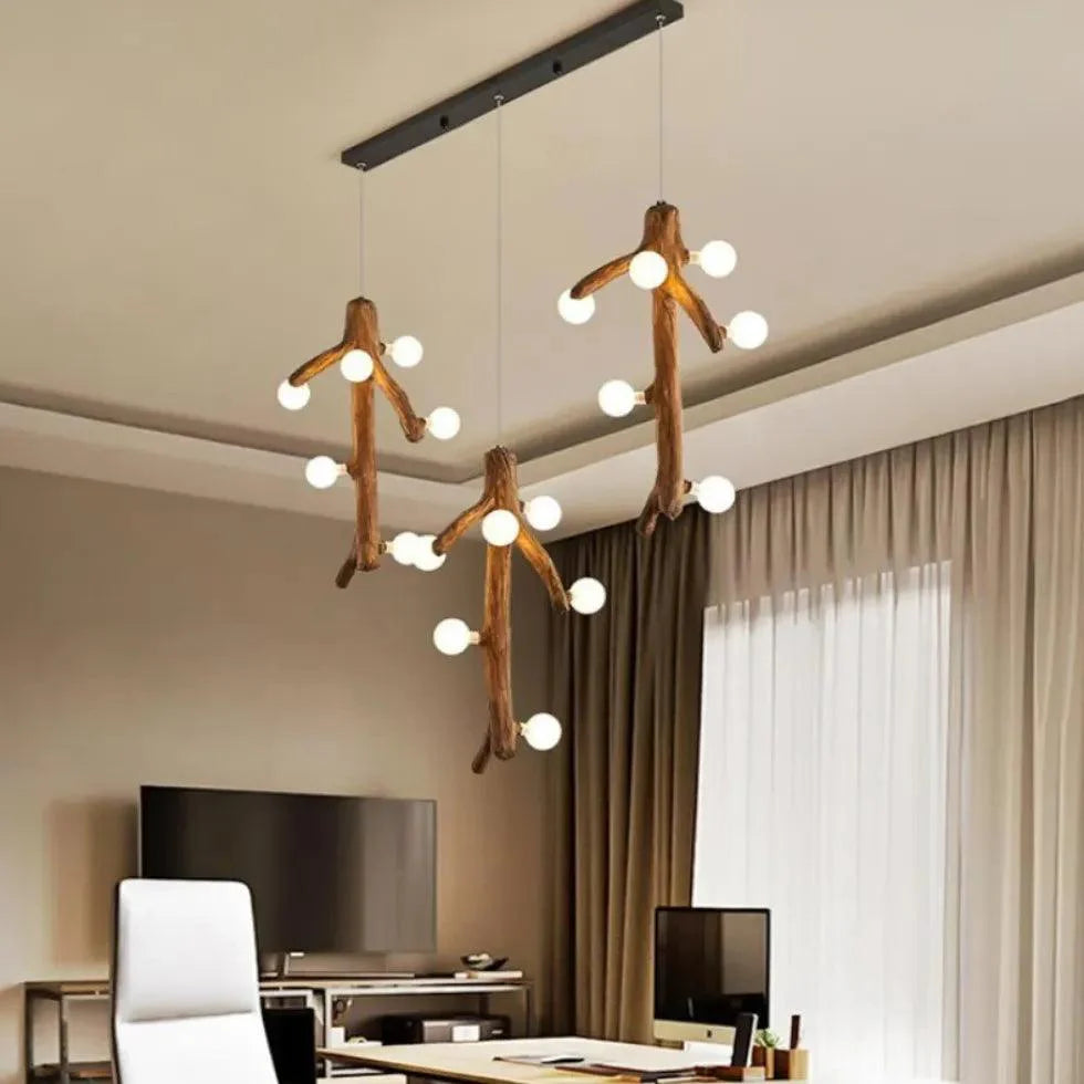 White Ball on Tree Trunk LED Chandelier for Indoor Use | Rebooters - Rebooters