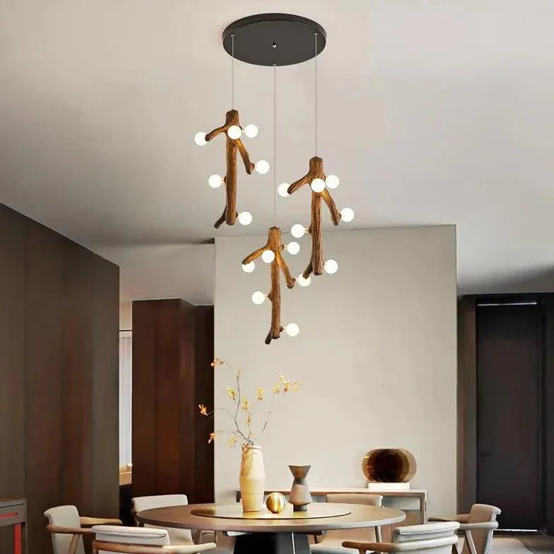 White Ball on Tree Trunk LED Chandelier for Indoor Use | Rebooters - Rebooters