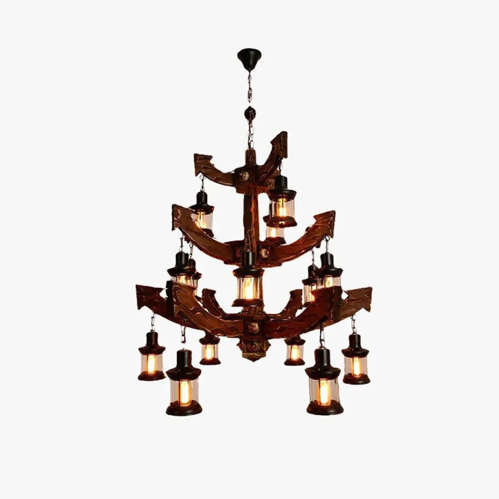 Multi-Layer Wooden Vintage Structure Chandelier for Homes | Rebooters - Rebooters