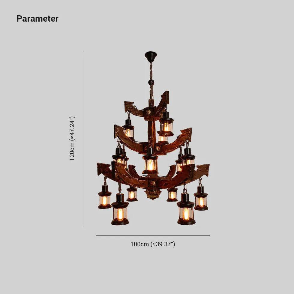 Multi-Layer Wooden Vintage Structure Chandelier for Homes | Rebooters - Rebooters