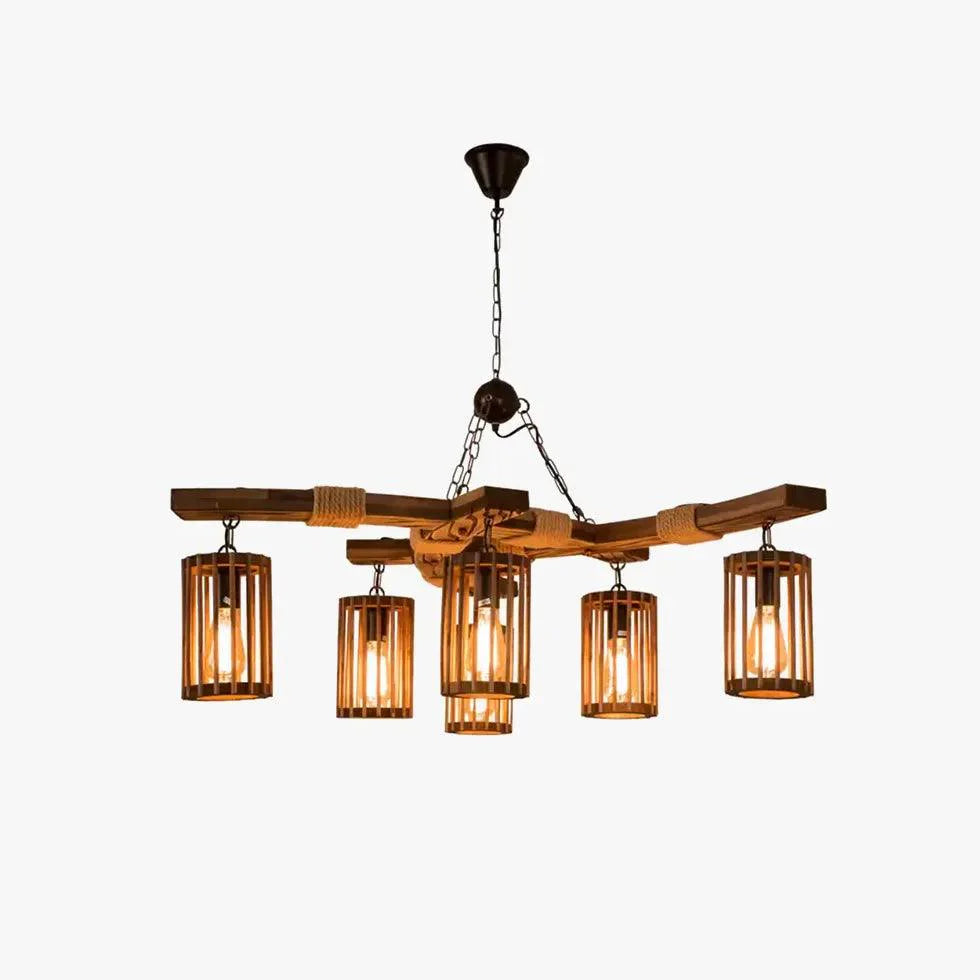 Gear Cage Vintage Wooden Chandelier for Home Decor | Rebooters - Rebooters