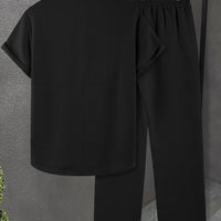 Solid Color Casual Buttoned V Neck Men Set for Effortless Style Rebooters mens 2 piece set