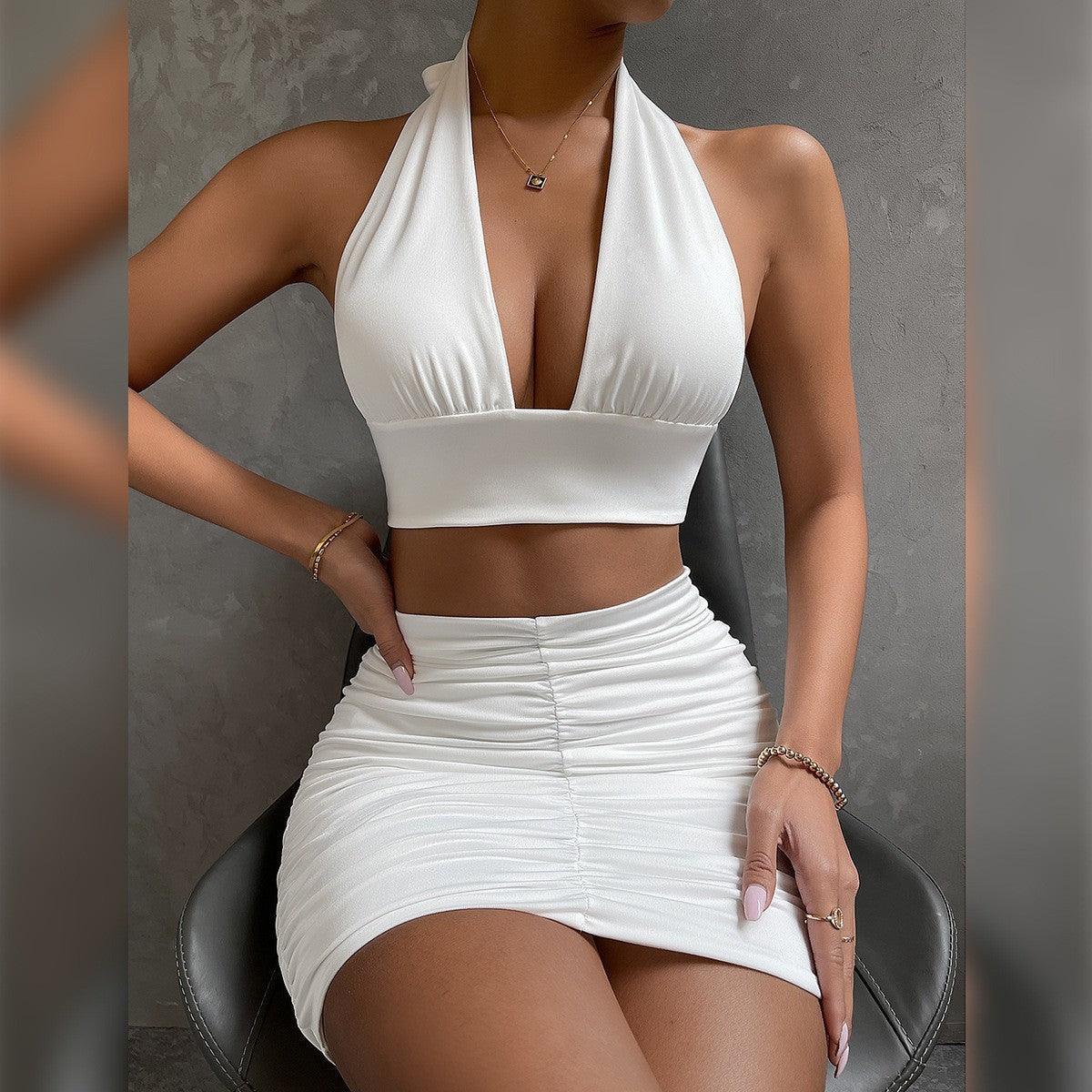 Women's Dress Suit Two-piece Lace-up Hip Top Outfit - Rebooters