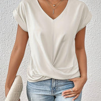 V-Neck Blouse With Draped Front Design For Women Rebooters Womens Shirts