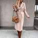 Womens Chic Longline Wool Coat with Stylish Belt Fashion Beige - Rebooters