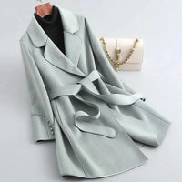Womens Chic Belted Wrap Coat for Effortless Style Upgrade Green - Rebooters