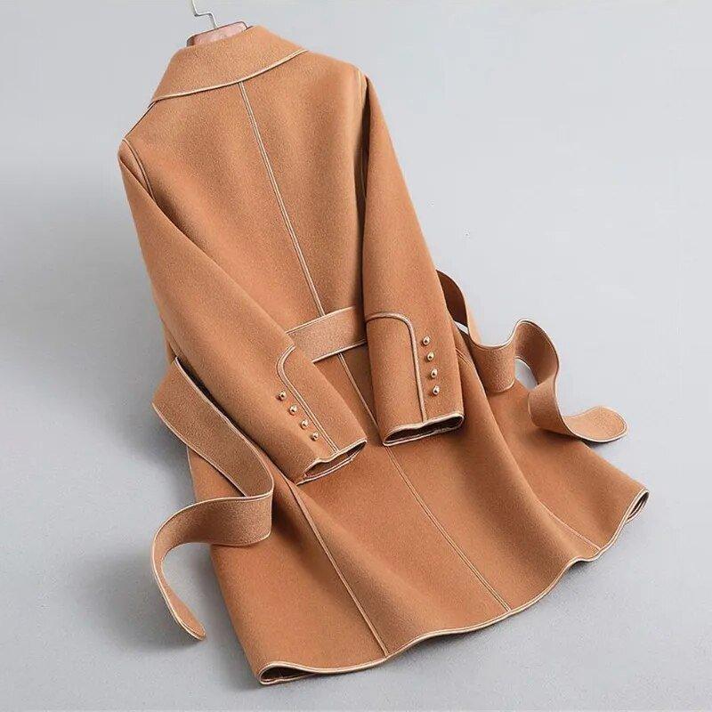 Womens Chic Belted Wrap Coat for Effortless Style Upgrade - Rebooters