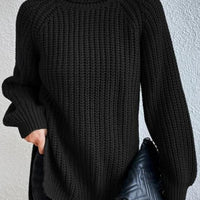 Womens Chic Black Knit Turtleneck Sweater for Cozy Style - Rebooters