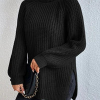 Womens Chic Black Knit Turtleneck Sweater for Cozy Style - Rebooters