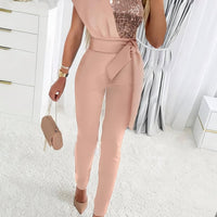 Womens Bodycon Jumpsuit with Sequin for Holiday Glamour - Rebooters -Women's Dresses