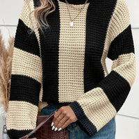 Womens Chic Striped Knit Sweater for Effortless Style - Rebooters