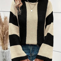 Womens Chic Striped Knit Sweater for Effortless Style - Rebooters