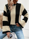 Womens Chic Striped Knit Sweater for Effortless Style - Rebooters
