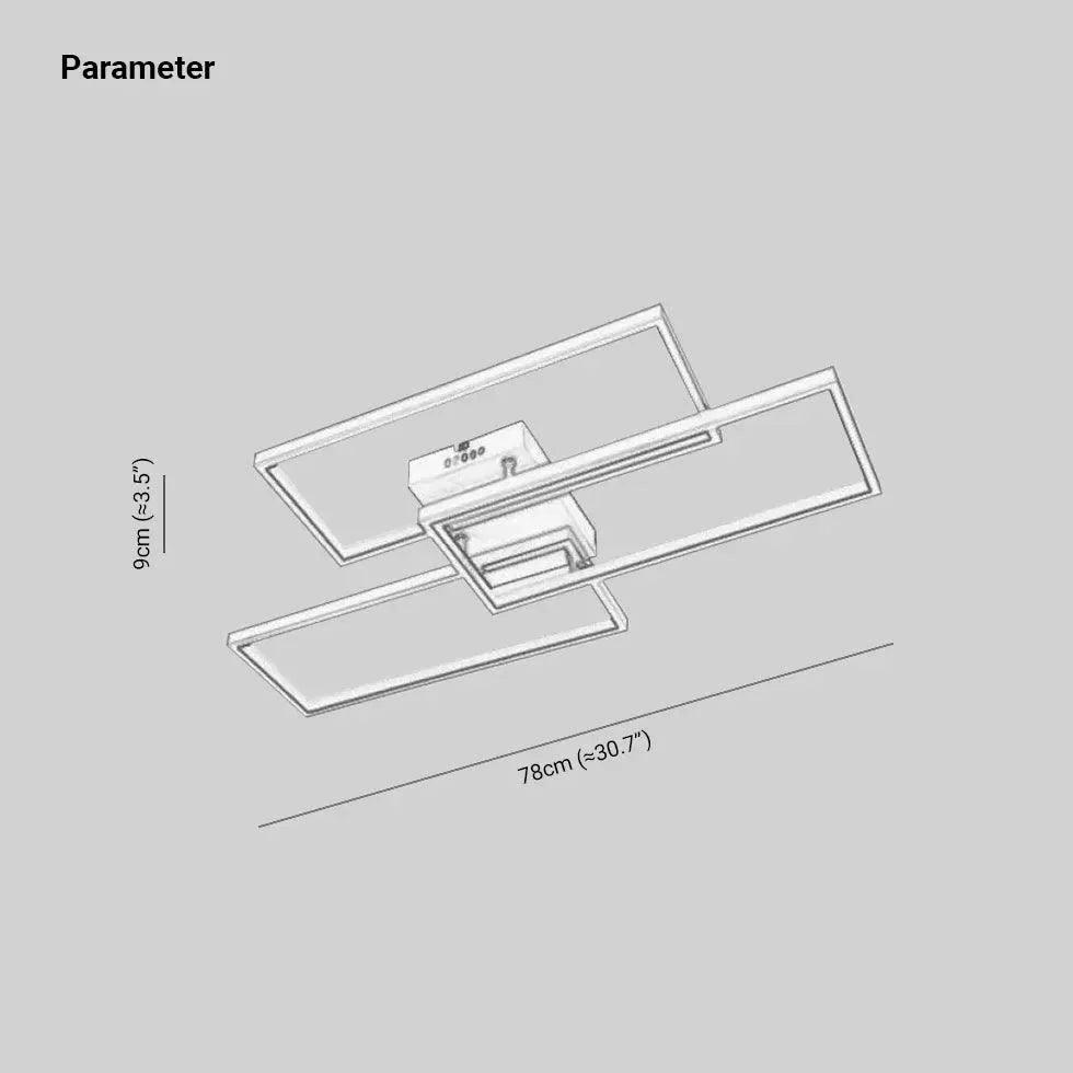 Black Geometric Frame LED Living Room Ceiling Light Fixture - Rebooters