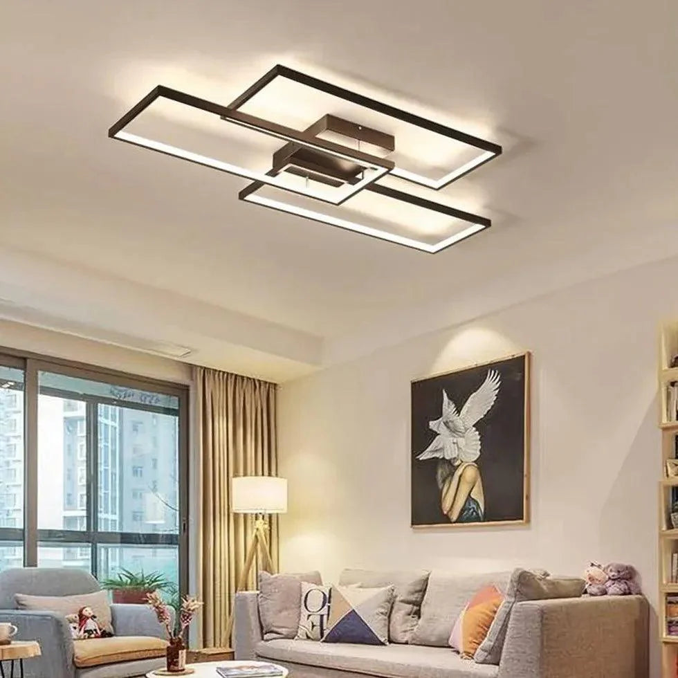 Rectangular Geometric Black LED Ceiling Light for Home Use - Rebooters