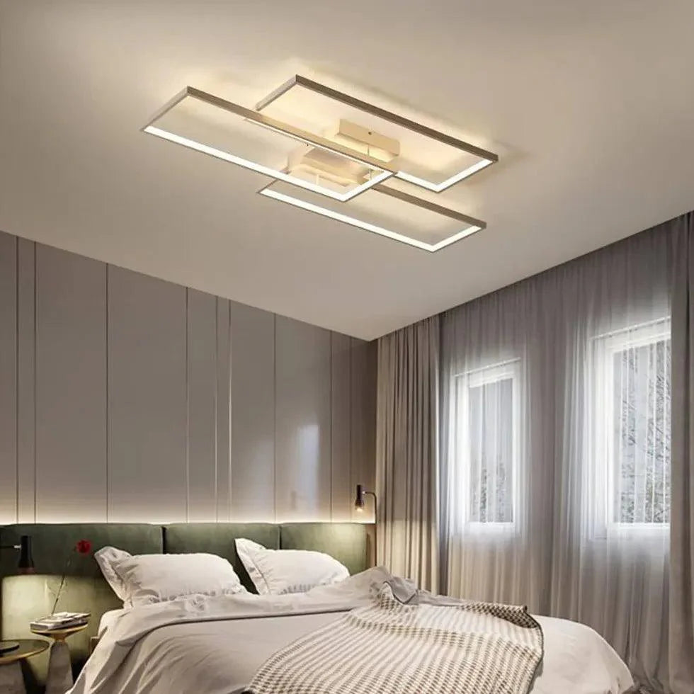 Rectangular Geometric Black LED Ceiling Light for Home Use - Rebooters