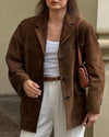 Chic Women's Brown Suede Jacket - Timeless Leather Elegance - Rebooters