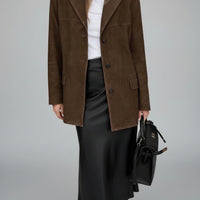 Chic Women's Brown Suede Jacket - Timeless Leather Elegance Rebooters Maxi Women's Dresses