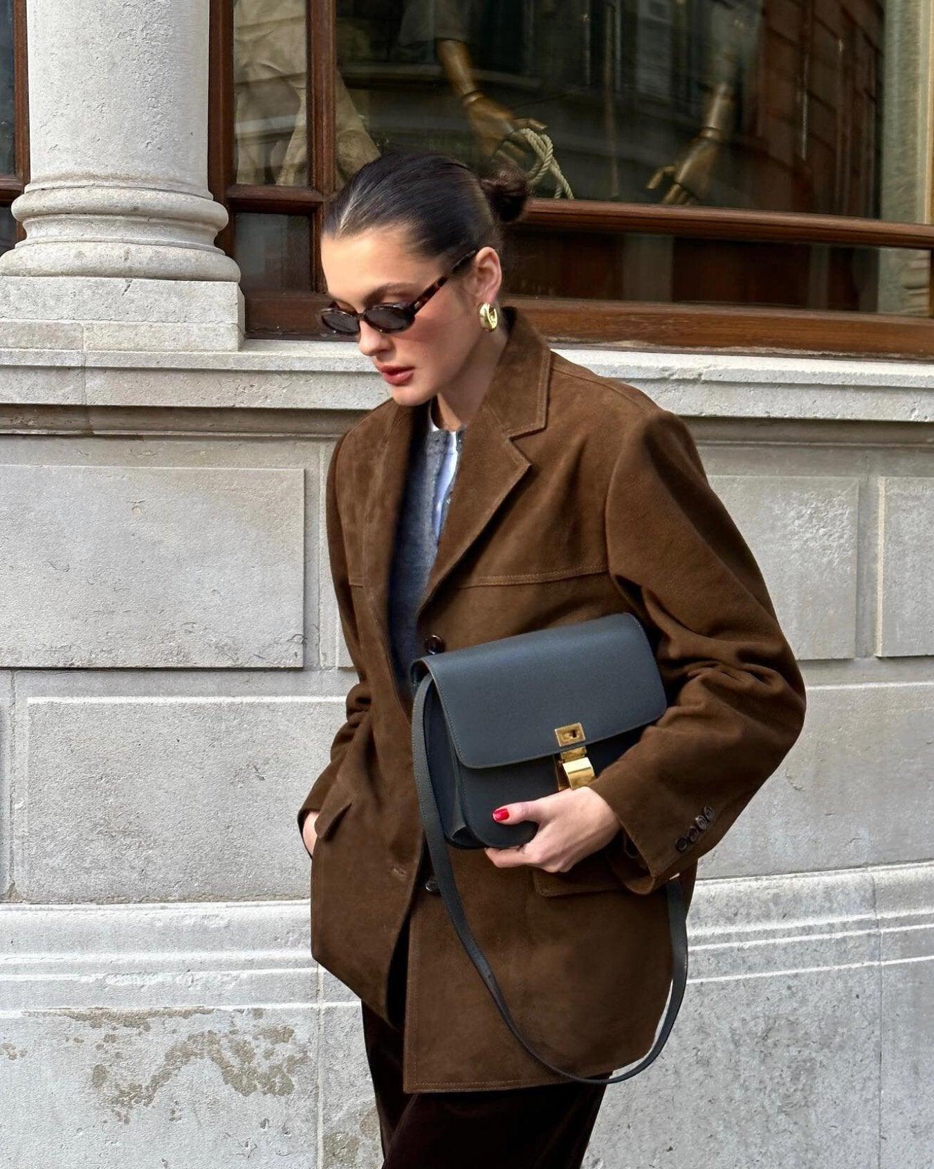 Chic Women's Brown Suede Jacket - Timeless Leather Elegance - Rebooters