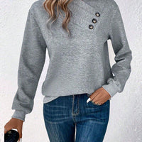 Womens Chic Button Detail Pullover for Trendy Comfort - Rebooters