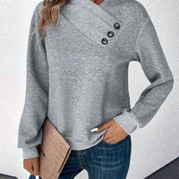 Womens Chic Button Detail Pullover for Trendy Comfort - Rebooters