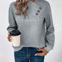 Womens Chic Button Detail Pullover for Trendy Comfort - Rebooters