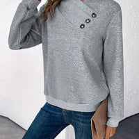Womens Chic Button Detail Pullover for Trendy Comfort - Rebooters
