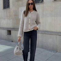 Womens Cozy Button-Up Sherpa Cardigan for Ultimate Comfort - Rebooters