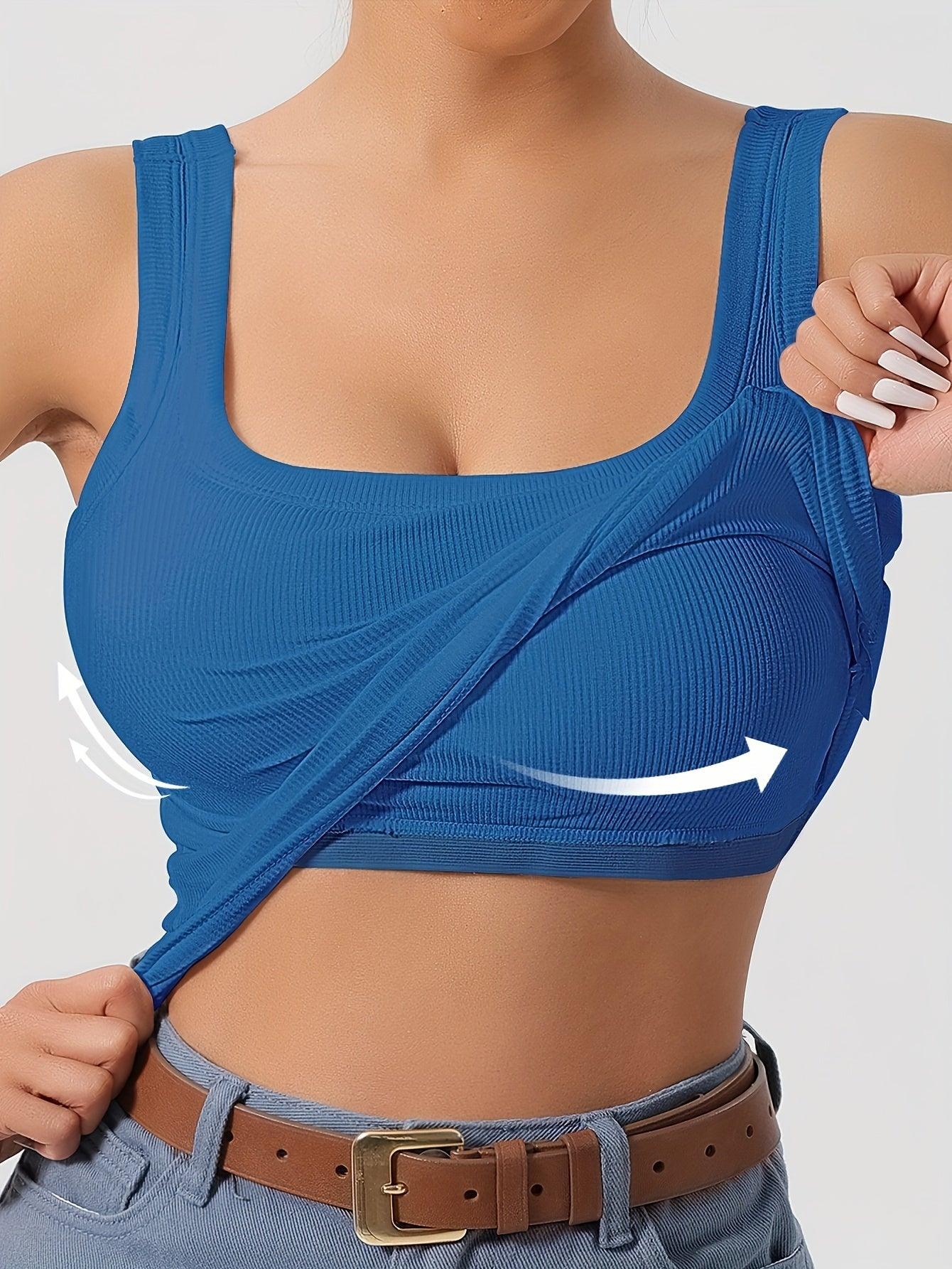 Ribbed Crop Tank Top With Built-In Support For Women Rebooters Womens Shirts