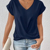 V-Neck Blouse With Draped Front Design For Women Rebooters Womens Shirts