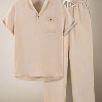 Comfortable Solid Color Casual Men Set for Summer Rebooters - mens 2 piece set