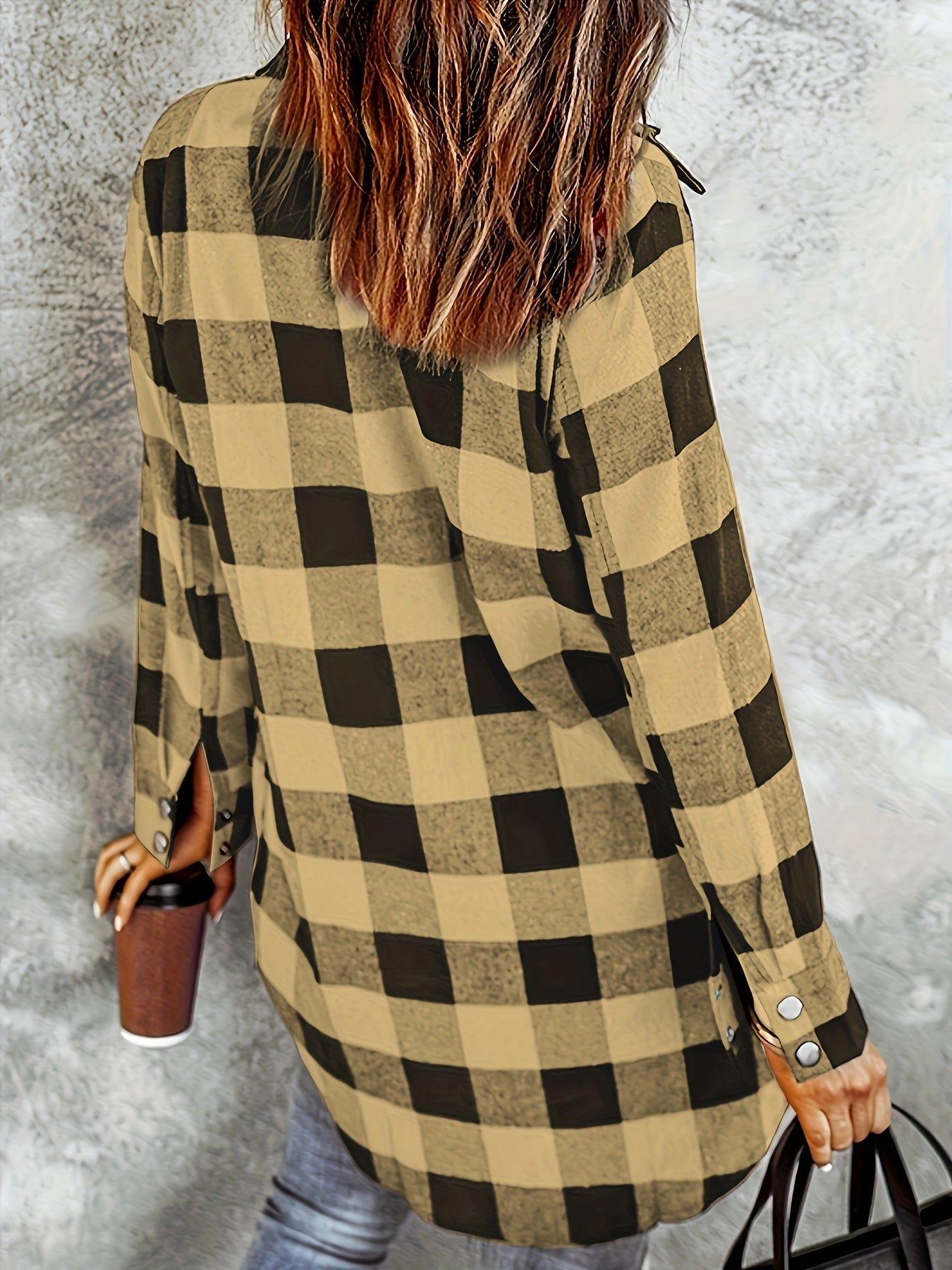 Plaid Button-Up Shirt Long Sleeves for Women - Cozy Style - Rebooters