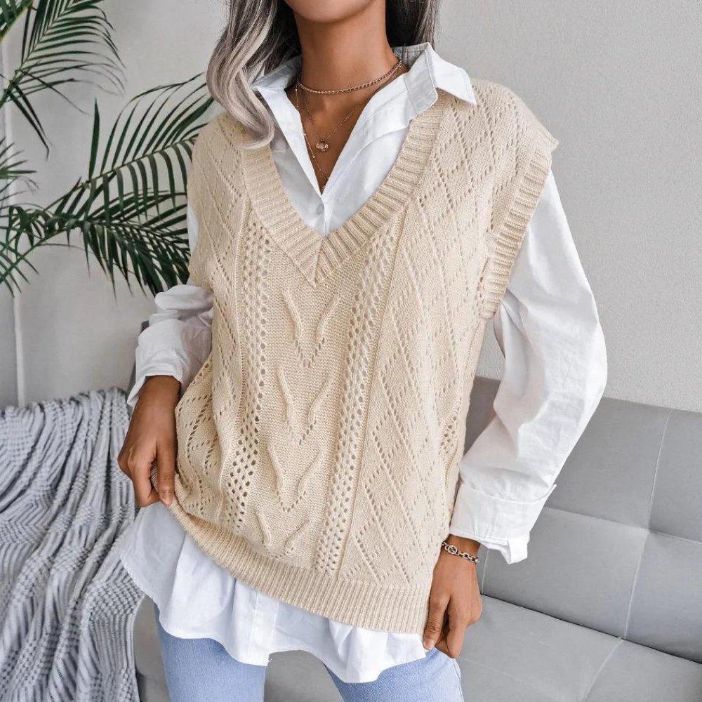 Womens Cozy Cable Knit Sweater Vest for Effortless Style - Rebooters