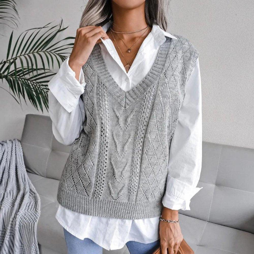 Womens Cozy Cable Knit Sweater Vest for Effortless Style - Rebooters