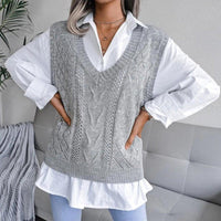 Womens Cozy Cable Knit Sweater Vest for Effortless Style - Rebooters