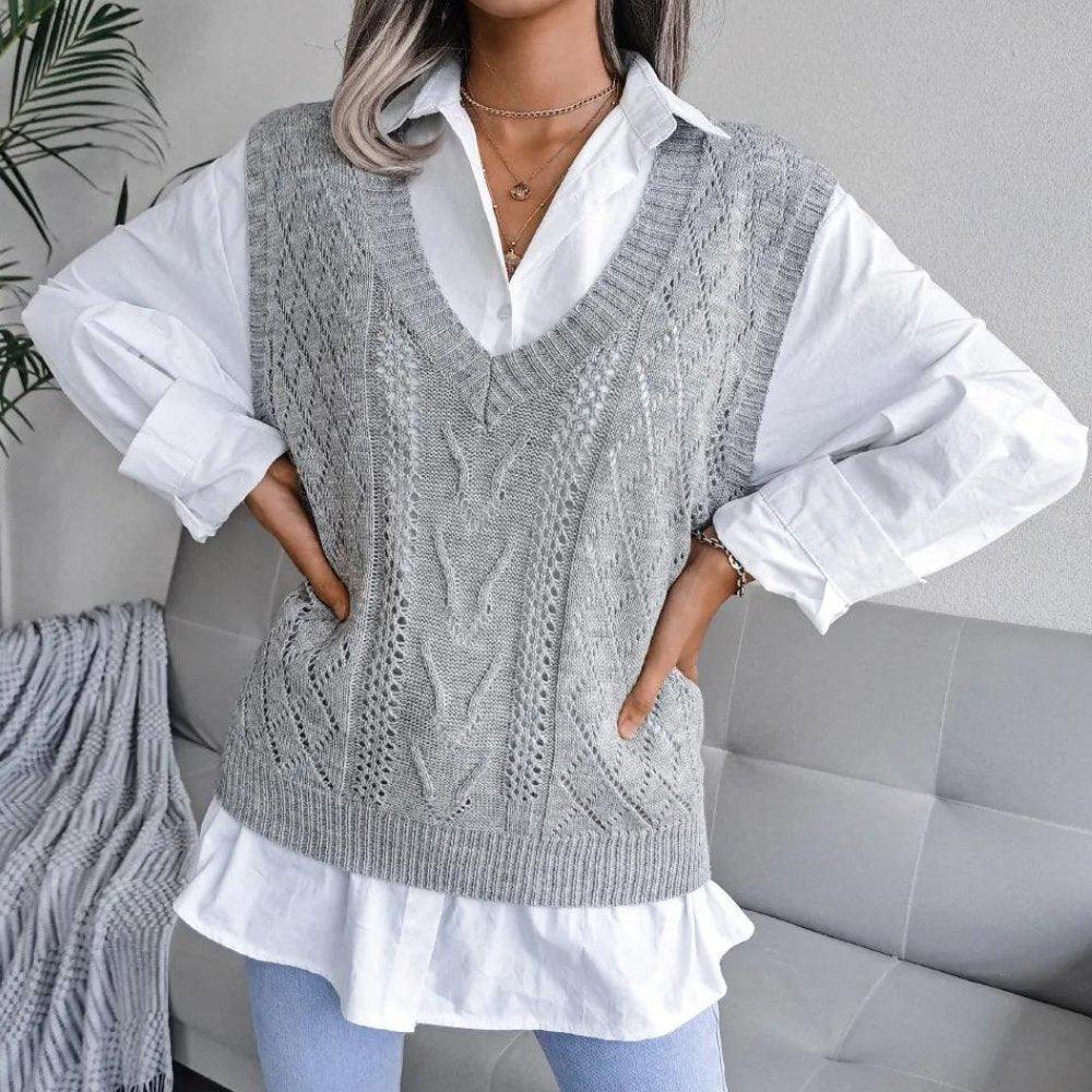 Womens Cozy Cable Knit Sweater Vest for Effortless Style - Rebooters