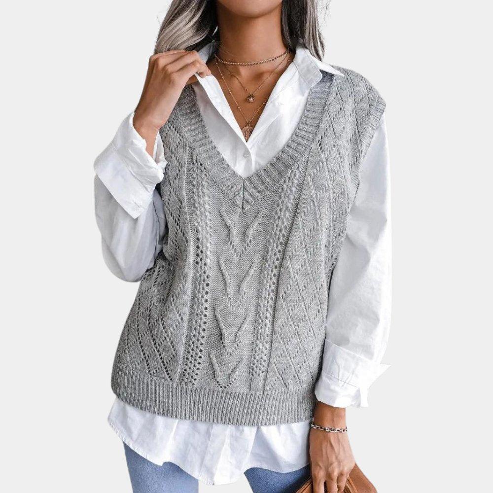 Womens Cozy Cable Knit Sweater Vest for Effortless Style - Rebooters