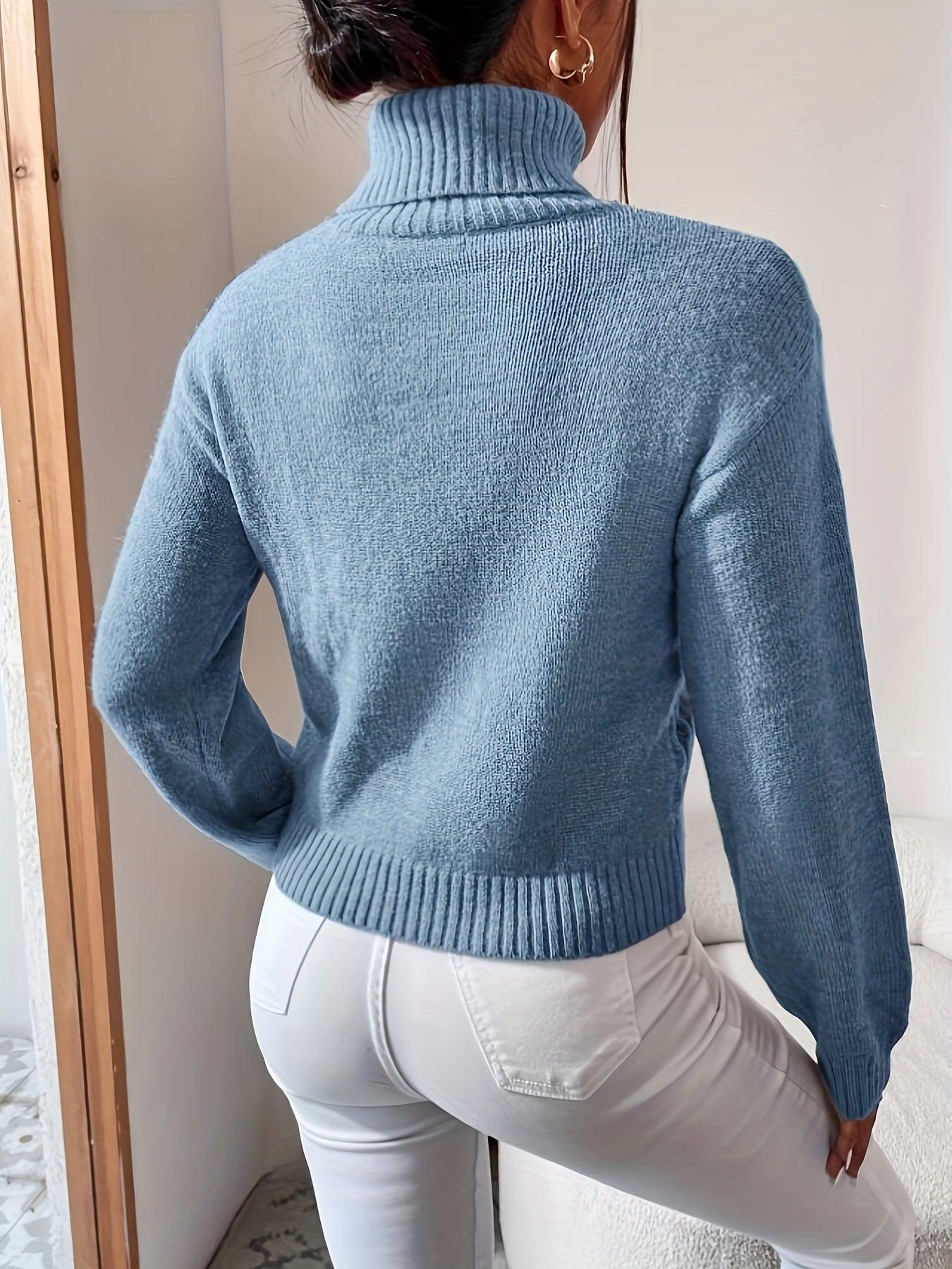 Womens Cozy Cable Knit Turtleneck Sweater for Winter Wear - Rebooters