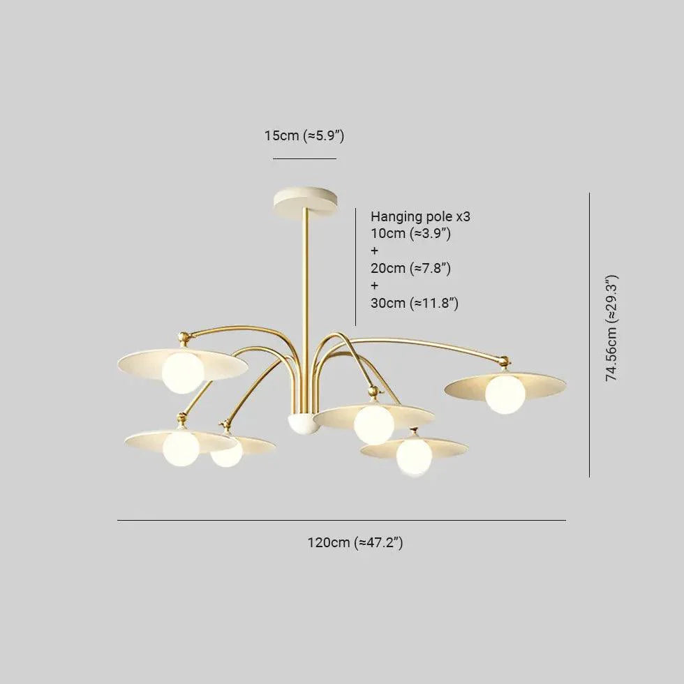 Disc-Shaped Multi-Head Lampshade Branch Chandelier Decor | Rebooters - Rebooters