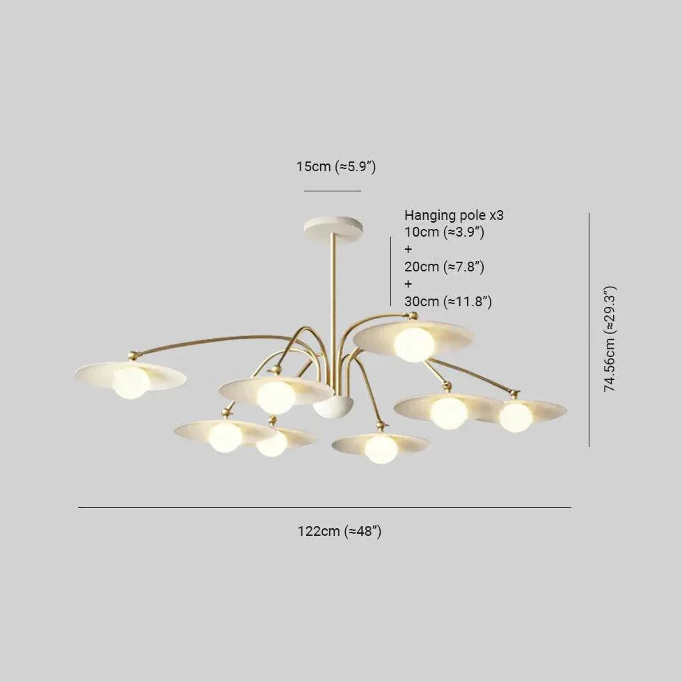 Disc-Shaped Multi-Head Lampshade Branch Chandelier Decor | Rebooters - Rebooters