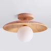 Natural Wood Modern Wooden Flush Ceiling Lights for Kitchen - Rebooters