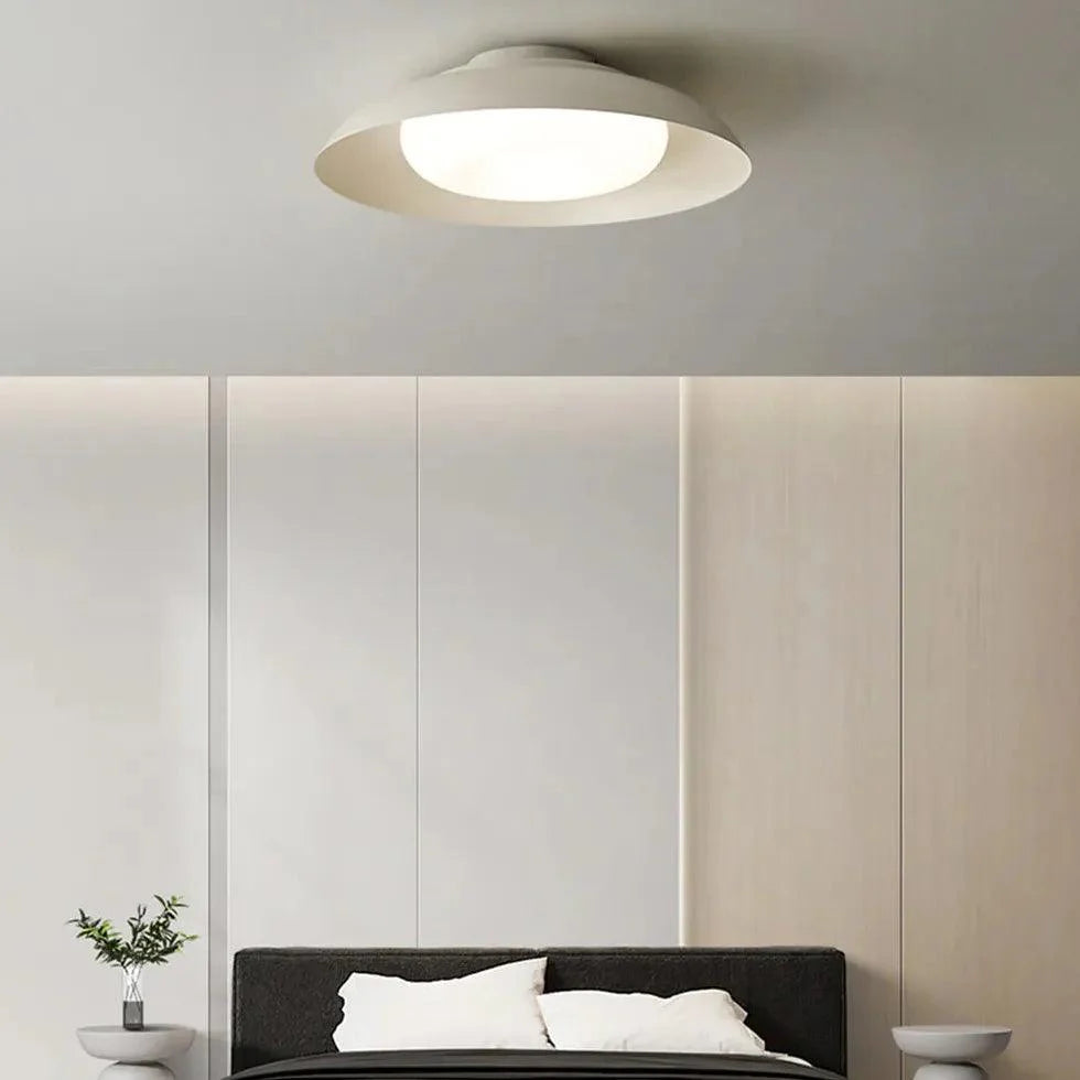 White Disc-shaped Bedroom Recessed Ceiling Light Fixture - Rebooters