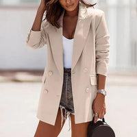 Womens Chic Everyday Blazer Jacket for Effortless Style Beige - Rebooters