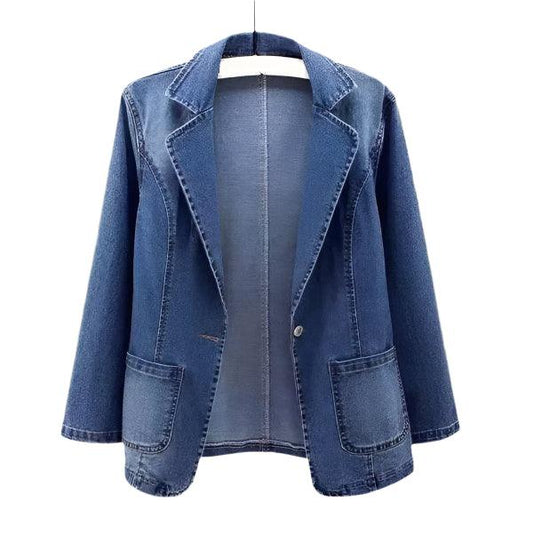 Womens Chic Everyday Denim Blazer for Casual Style - Rebooters